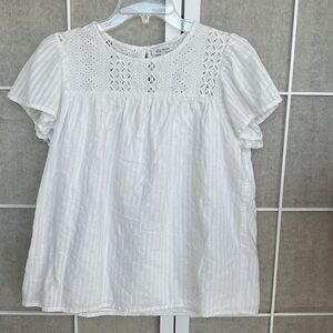 💕 ELLA MOSS White Blouse 100% Cotton Size Small